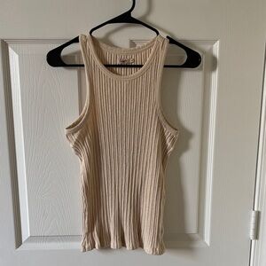 Faherty Ribbed Beige Tank Top